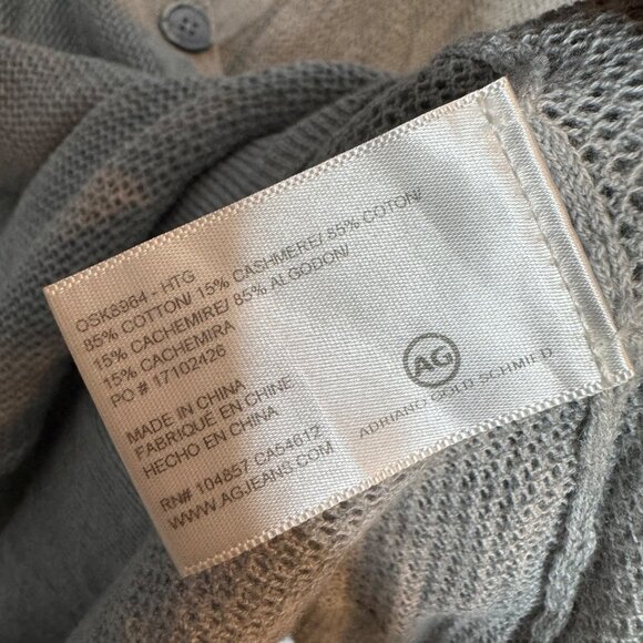 AG ADRIANO GOLDSCHMIED cotton/cashmere lightweight cardigan in gray size M - Picture 6 of 7